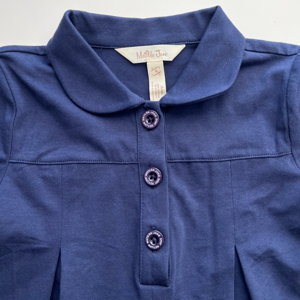 Matilda Jane Perfectly Paired Blue Button Collar short sleeve Dress school 4 - Picture 3 of 4